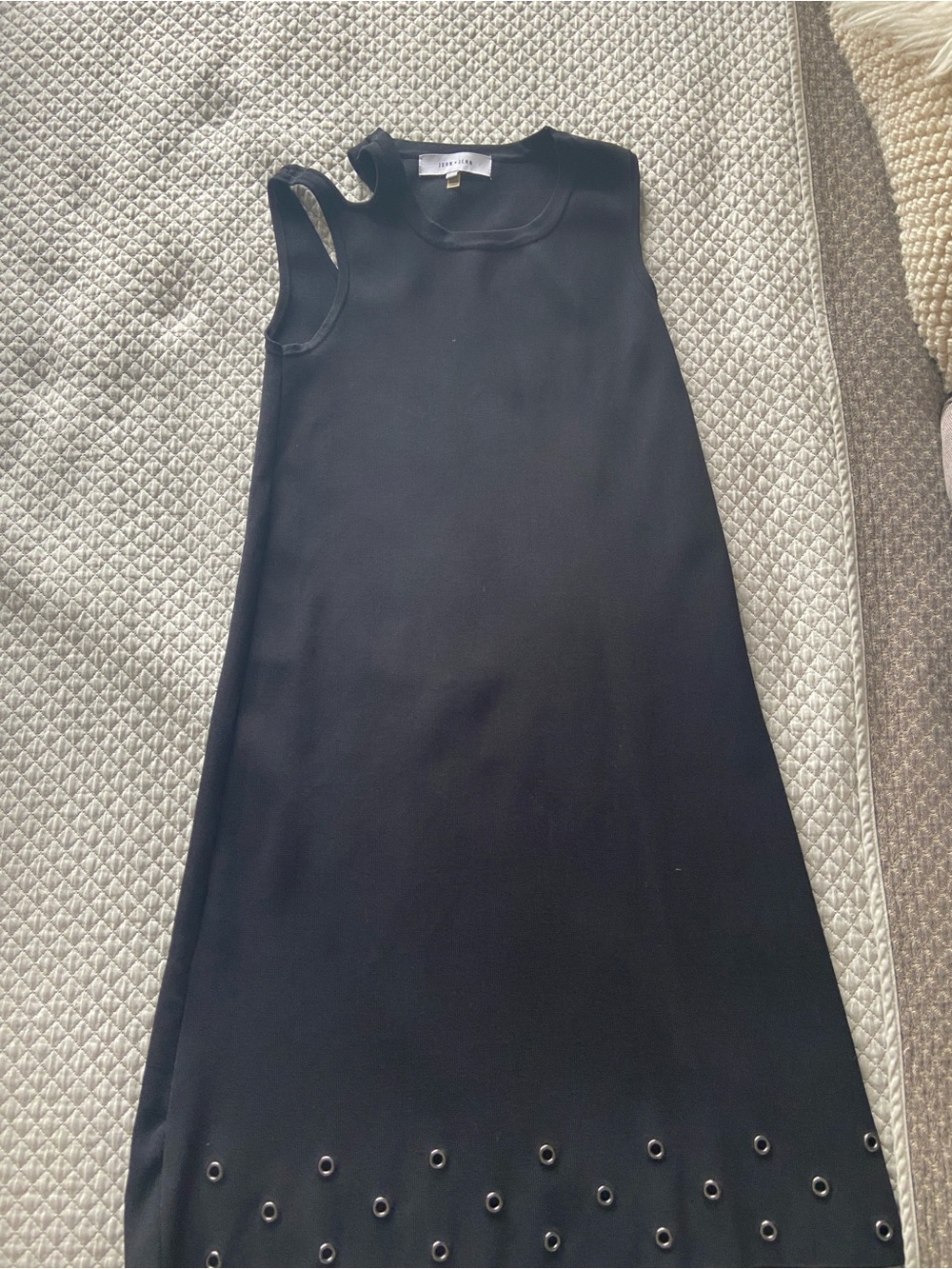 John + Jenn One-Shoulder Black Eyelet-Hem Dress